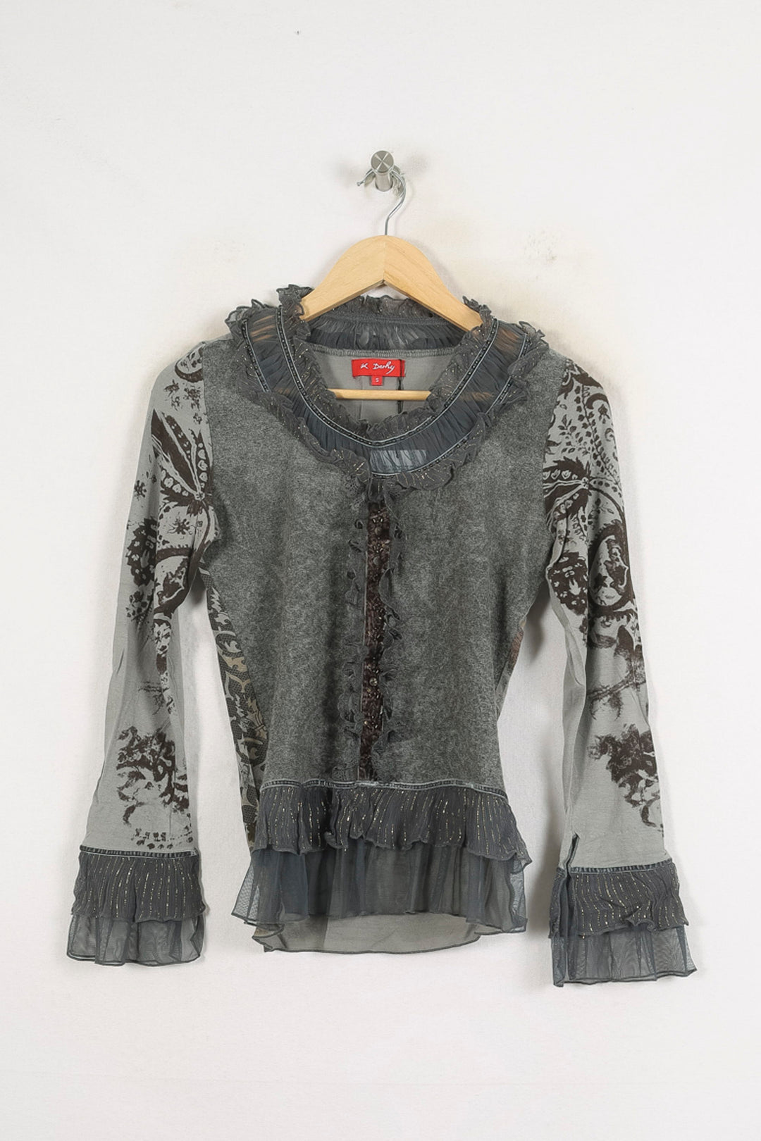 Blouse Grise et Noire - Taille S/36 de la marque Derhy | PARAD56919 - Vendu par Paradigme - Image 2