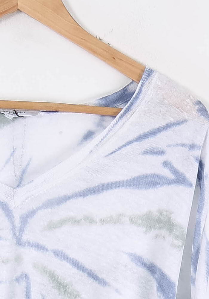 Sweat à Col V Blanc et Bleu - Taille S/36 de la marque Gerard Darel | PARAD56961 - Vendu par Paradigme - Image 3