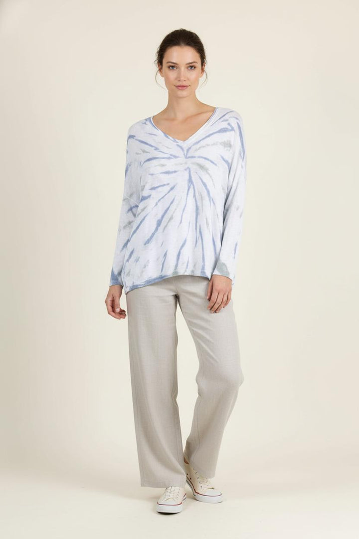 Sweat à Col V Blanc et Bleu - Taille S/36 de la marque Gerard Darel | PARAD56961 - Vendu par Paradigme - Image 1