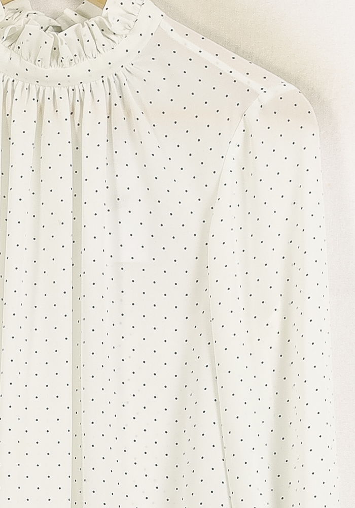 Blouse Blanche à Pois Noirs - Taille S/36 de la marque Claudie Pierlot | PARAD57000 - Vendu par Paradigme - Image 3