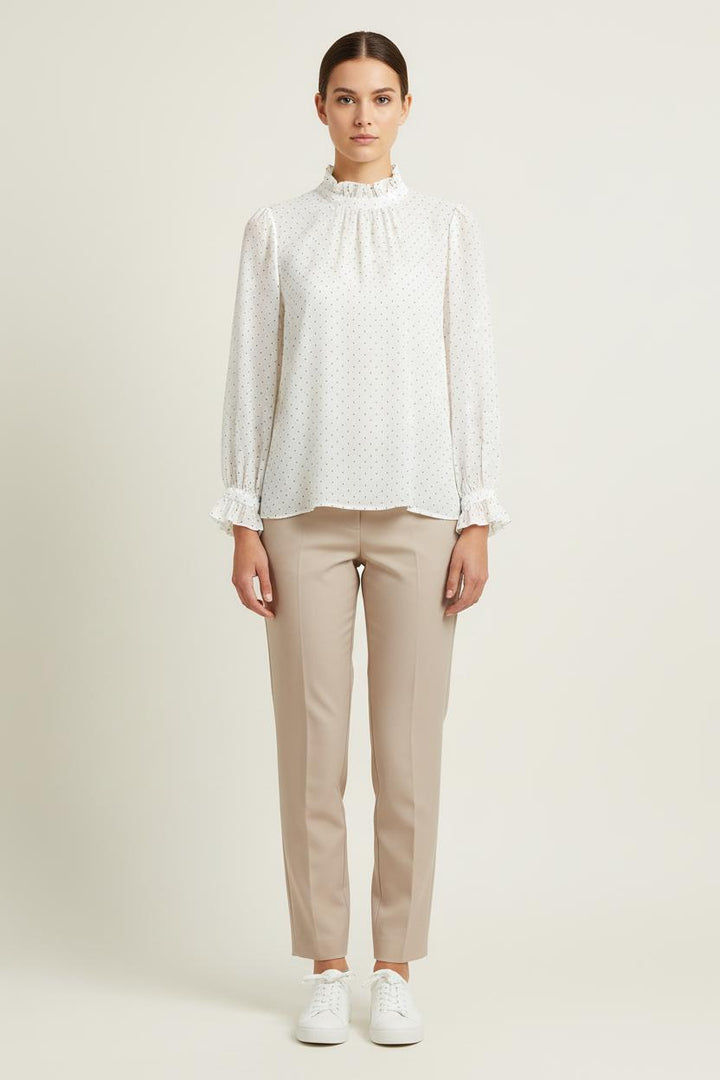 Blouse Blanche à Pois Noirs - Taille S/36 de la marque Claudie Pierlot | PARAD57000 - Vendu par Paradigme - Image 1