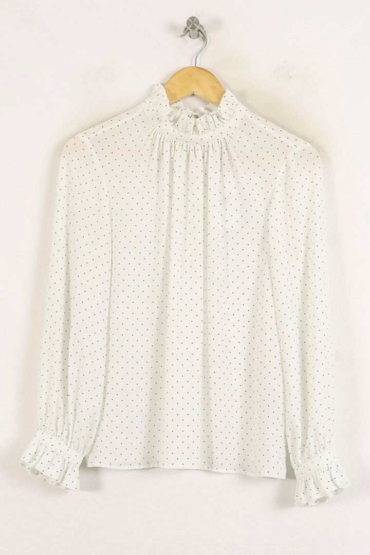 Blouse Blanche à Pois Noirs - Taille S/36 de la marque Claudie Pierlot | PARAD57000 - Vendu par Paradigme - Image 2