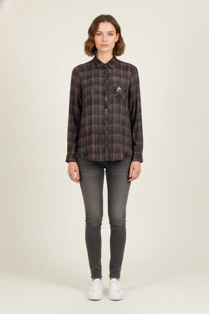 Chemise À Carreaux Grise et Marron - Taille XXXL/46 de la marque Liu Jo | PARAD57004 - Vendu par Paradigme - Image 1