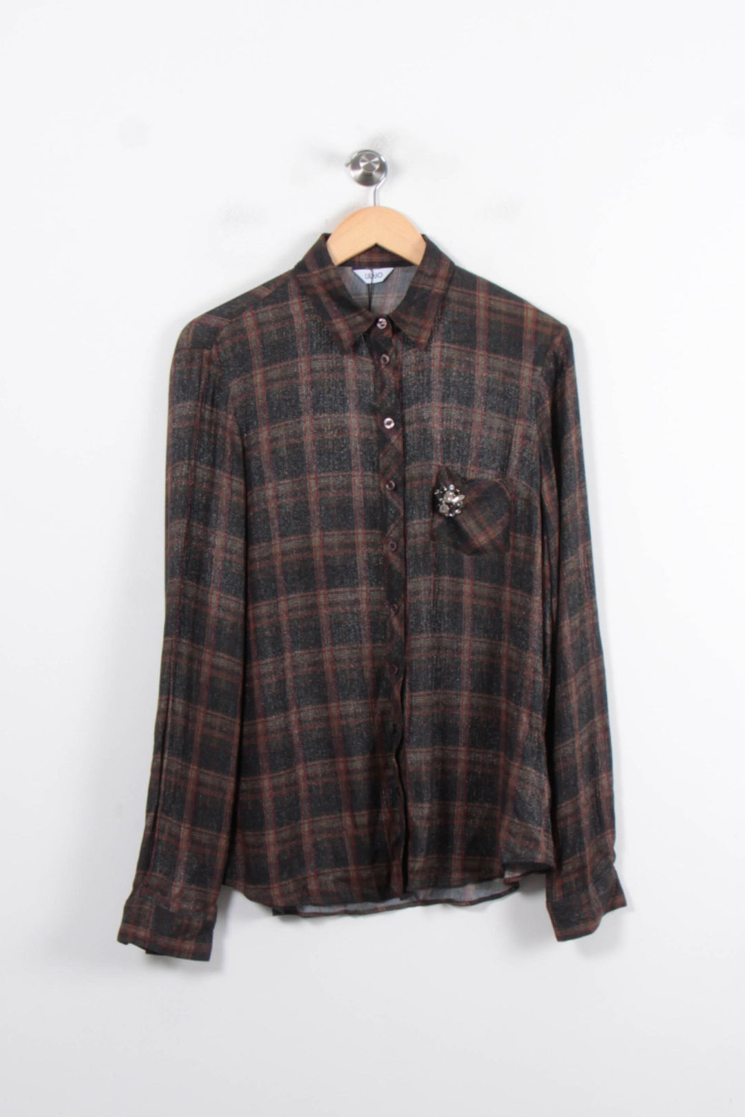 Chemise À Carreaux Grise et Marron - Taille XXXL/46 de la marque Liu Jo | PARAD57004 - Vendu par Paradigme - Image 2