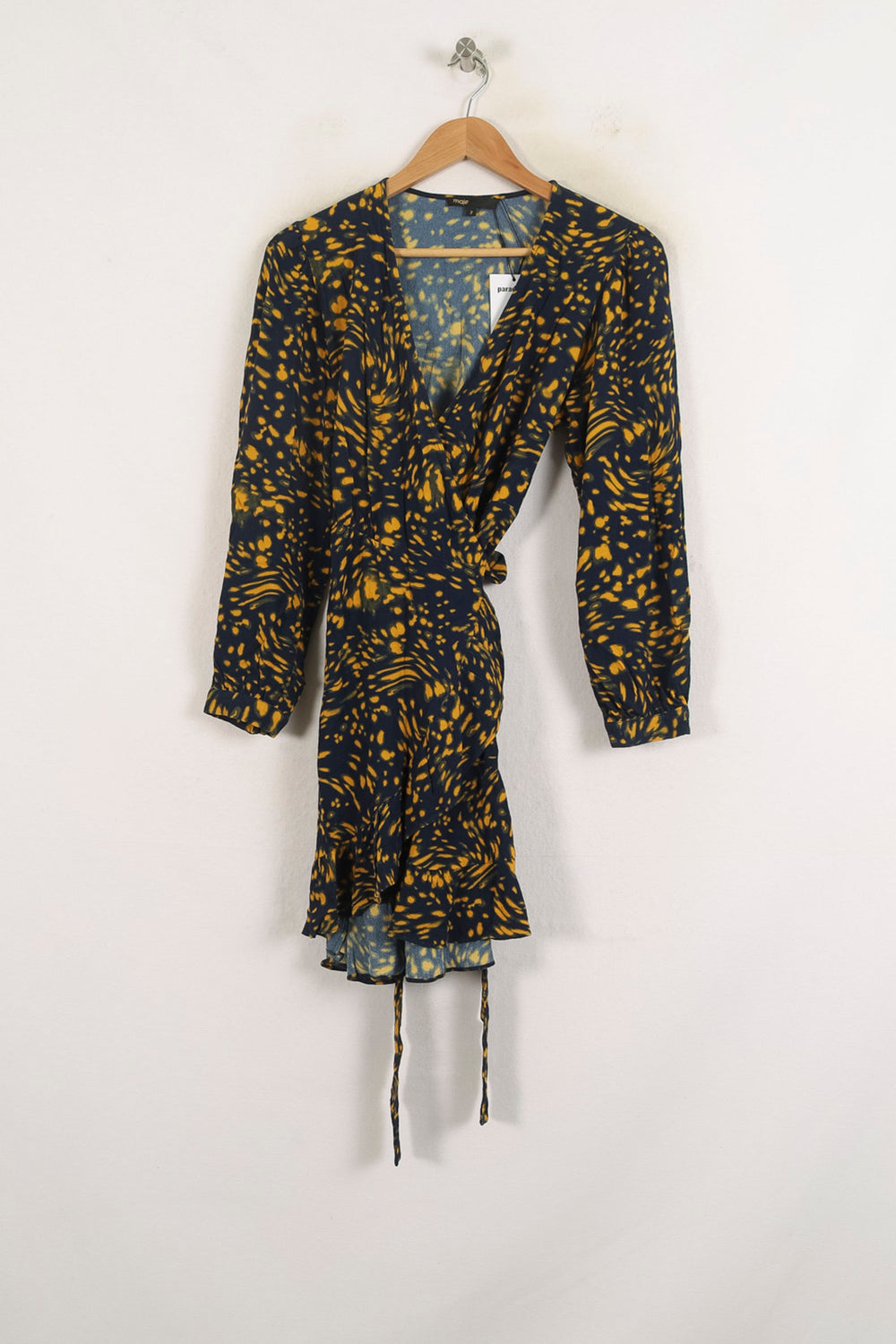 Robe Portefeuille Bleu Marine et Jaune - Taille M/38 de la marque Maje | PARAD57035 - Vendu par Paradigme - Image 2