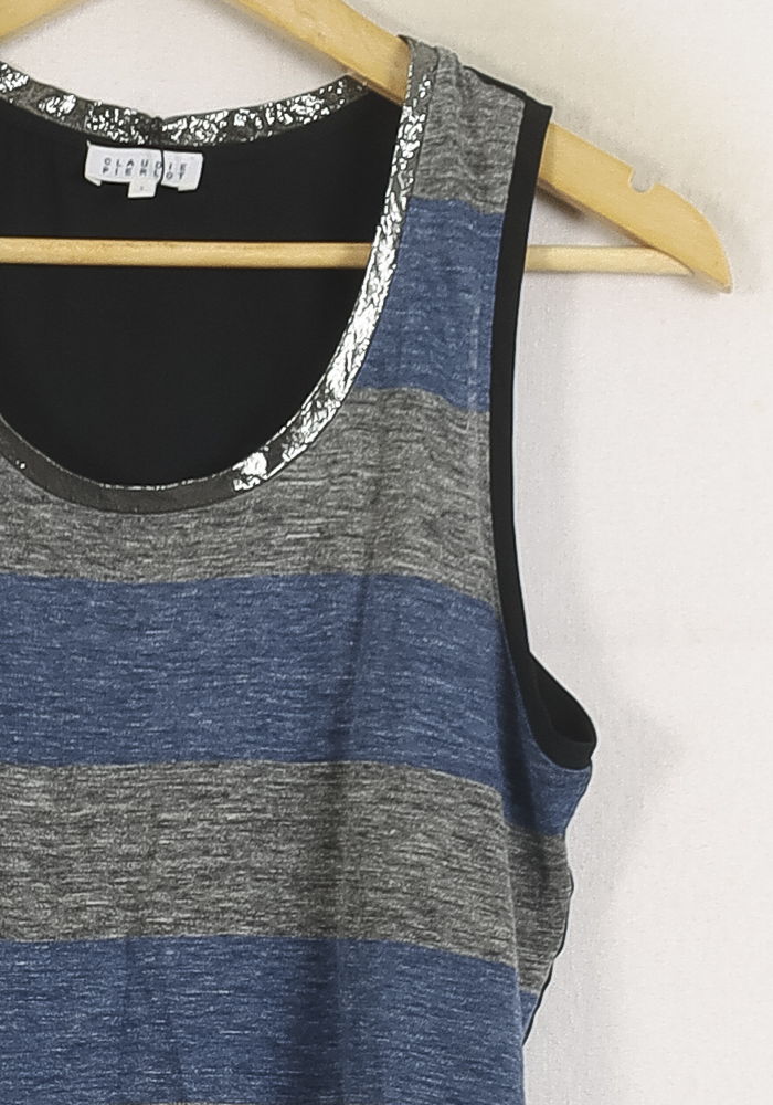 Débardeur Bleu et Gris - Taille S/36 de la marque Claudie Pierlot | PARAD57094 - Vendu par Paradigme - Image 3