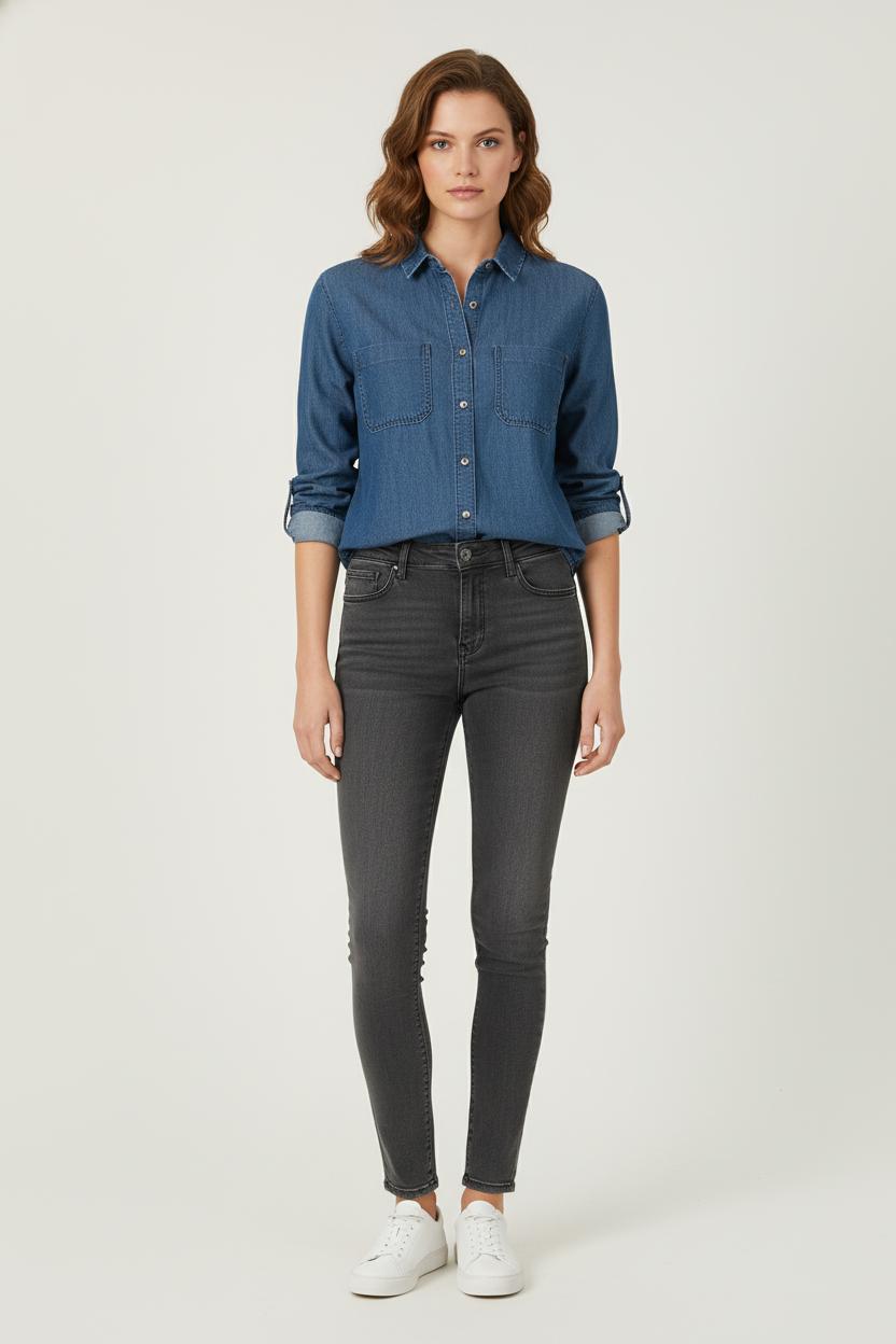 Chemise en Jean Bleue - Taille XS/34 de la marque One Step | PARAD57148 - Vendu par Paradigme - Image 1