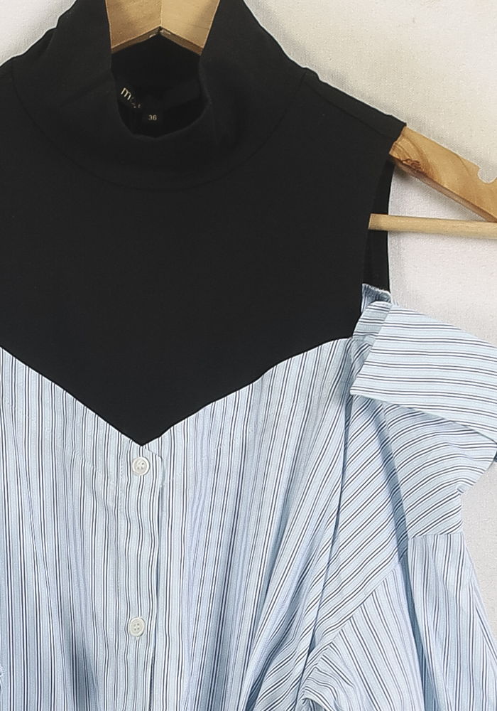 Robe Courte Bleue et Noire - Taille S/36 de la marque Maje | PARAD57204 - Vendu par Paradigme - Image 3