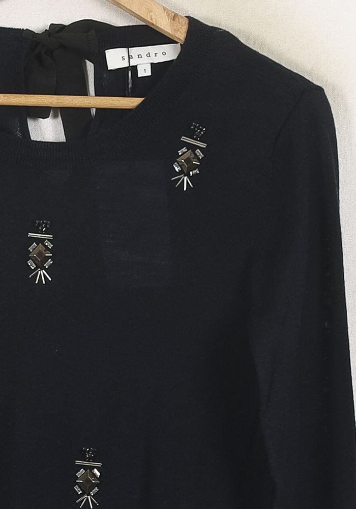 Pull Noir - Taille S/36 de la marque Sandro | PARAD57216 - Vendu par Paradigme - Image 3