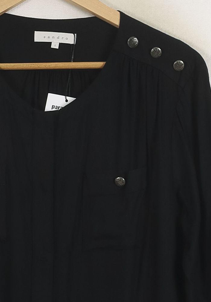 Robe Chemise Noire - Taille S/36 de la marque Sandro | PARAD57224 - Vendu par Paradigme - Image 3