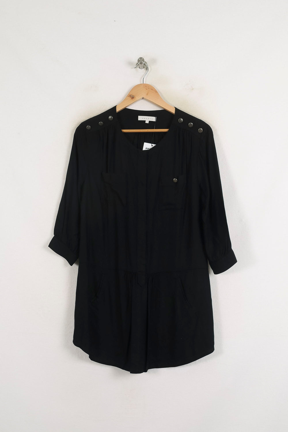 Robe Chemise Noire - Taille S/36 de la marque Sandro | PARAD57224 - Vendu par Paradigme - Image 2