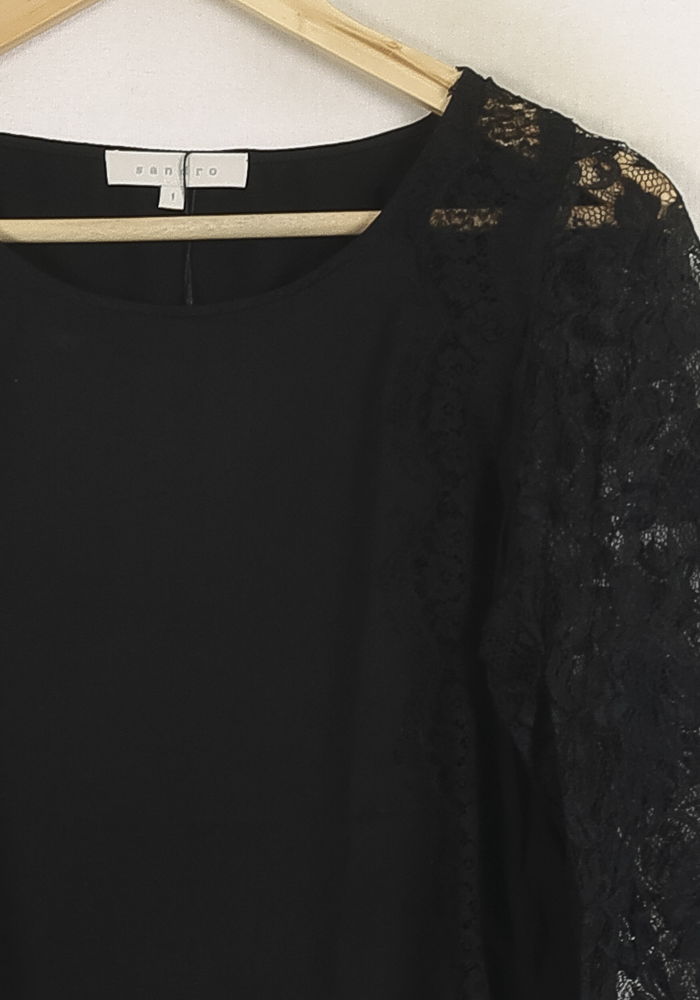 Blouse Noire - Taille S/36 de la marque Sandro | PARAD57227 - Vendu par Paradigme - Image 3