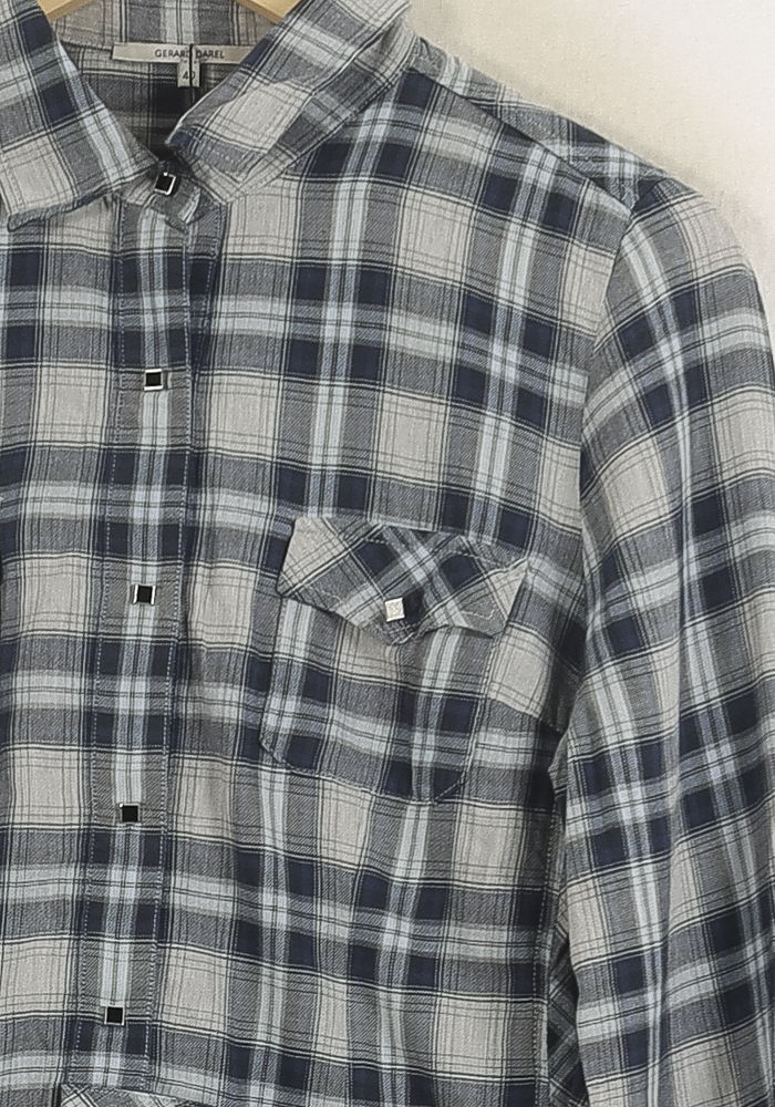 Chemise à Carreaux Bleue et Blanche - Taille L/40 de la marque Gerard Darel | PARAD57230 - Vendu par Paradigme - Image 3