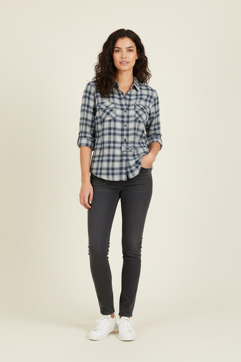 Chemise à Carreaux Bleue et Blanche - Taille L/40 de la marque Gerard Darel | PARAD57230 - Vendu par Paradigme - Image 1