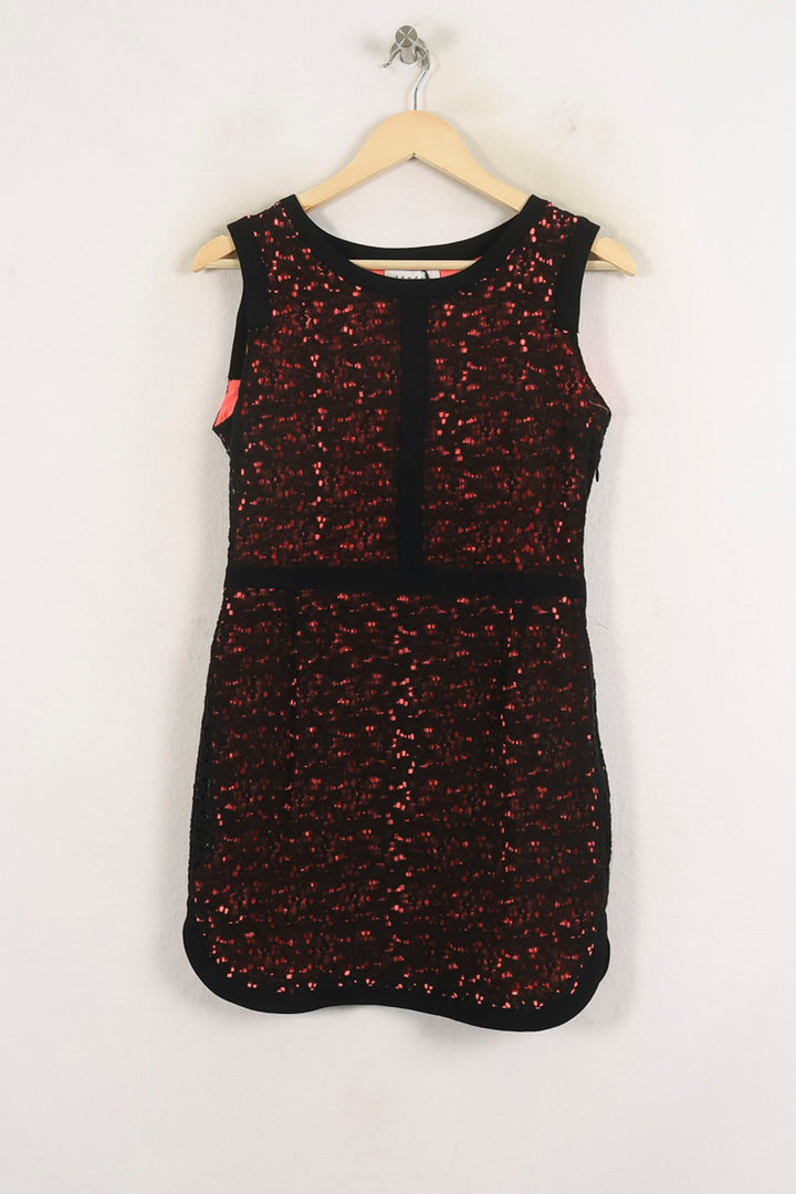 Robe Droite Noire et Rouge - Taille M/38 de la marque Sandro | PARAD57240 - Vendu par Paradigme - Image 4