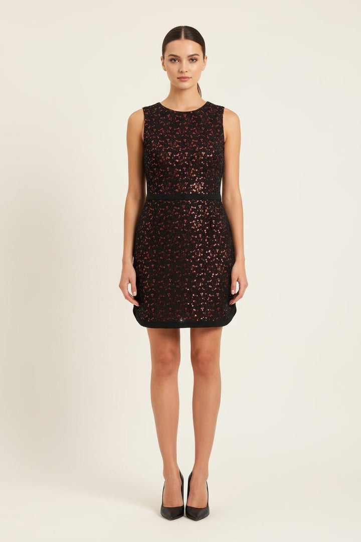 Robe Droite Noire et Rouge - Taille M/38 de la marque Sandro | PARAD57240 - Vendu par Paradigme - Image 1
