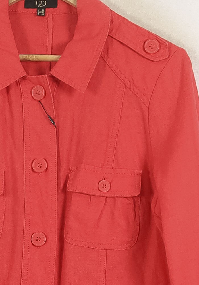 Veste en Jean Rouge - Taille XL/42 de la marque Maison 123 | PARAD57242 - Vendu par Paradigme - Image 3