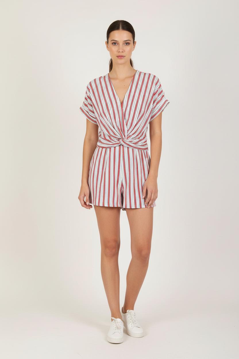 Combishort Rayé Blanc Rouge et Noir - Taille S/36 de la marque Maje | PARAD57244 - Vendu par Paradigme - Image 1