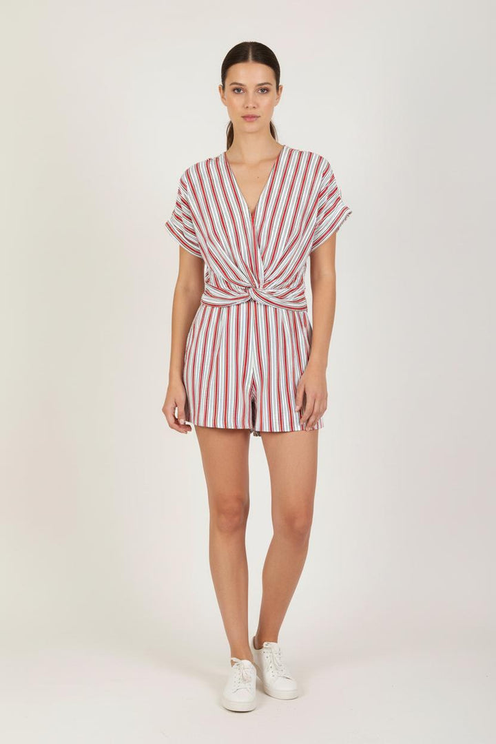 Combishort Rayé Blanc Rouge et Noir - Taille S/36 de la marque Maje | PARAD57244 - Vendu par Paradigme - Image 1