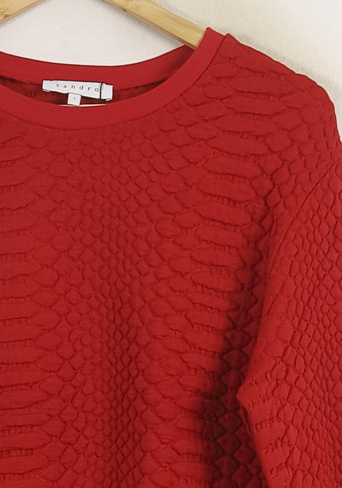 Sweat Texturé Rouge - Taille S/36 de la marque Sandro | PARAD57247 - Vendu par Paradigme - Image 3
