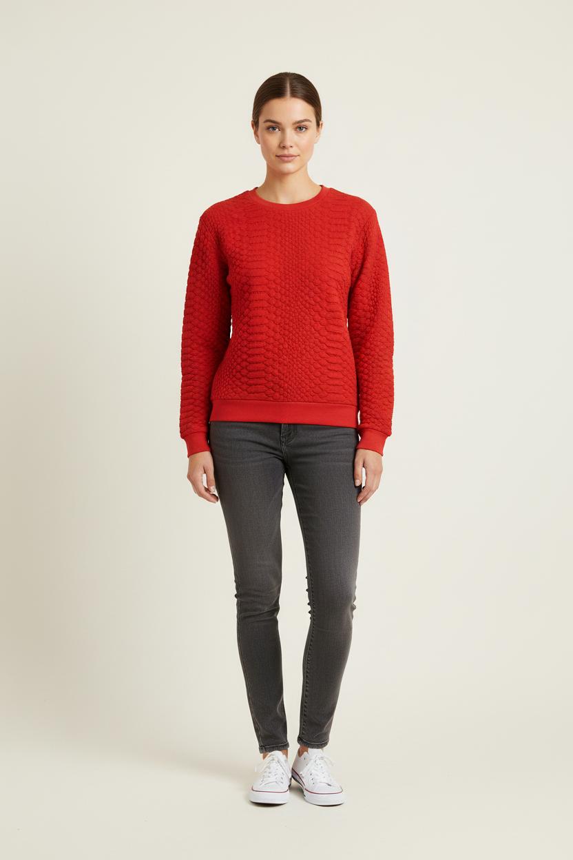 Sweat Texturé Rouge - Taille S/36 de la marque Sandro | PARAD57247 - Vendu par Paradigme - Image 1