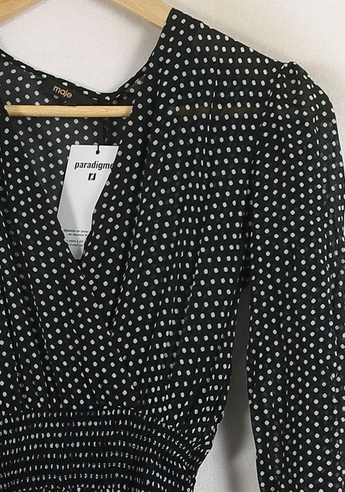 Robe Longue Noire à Pois Blancs - Taille S/36 de la marque Maje | PARAD57250 - Vendu par Paradigme - Image 3