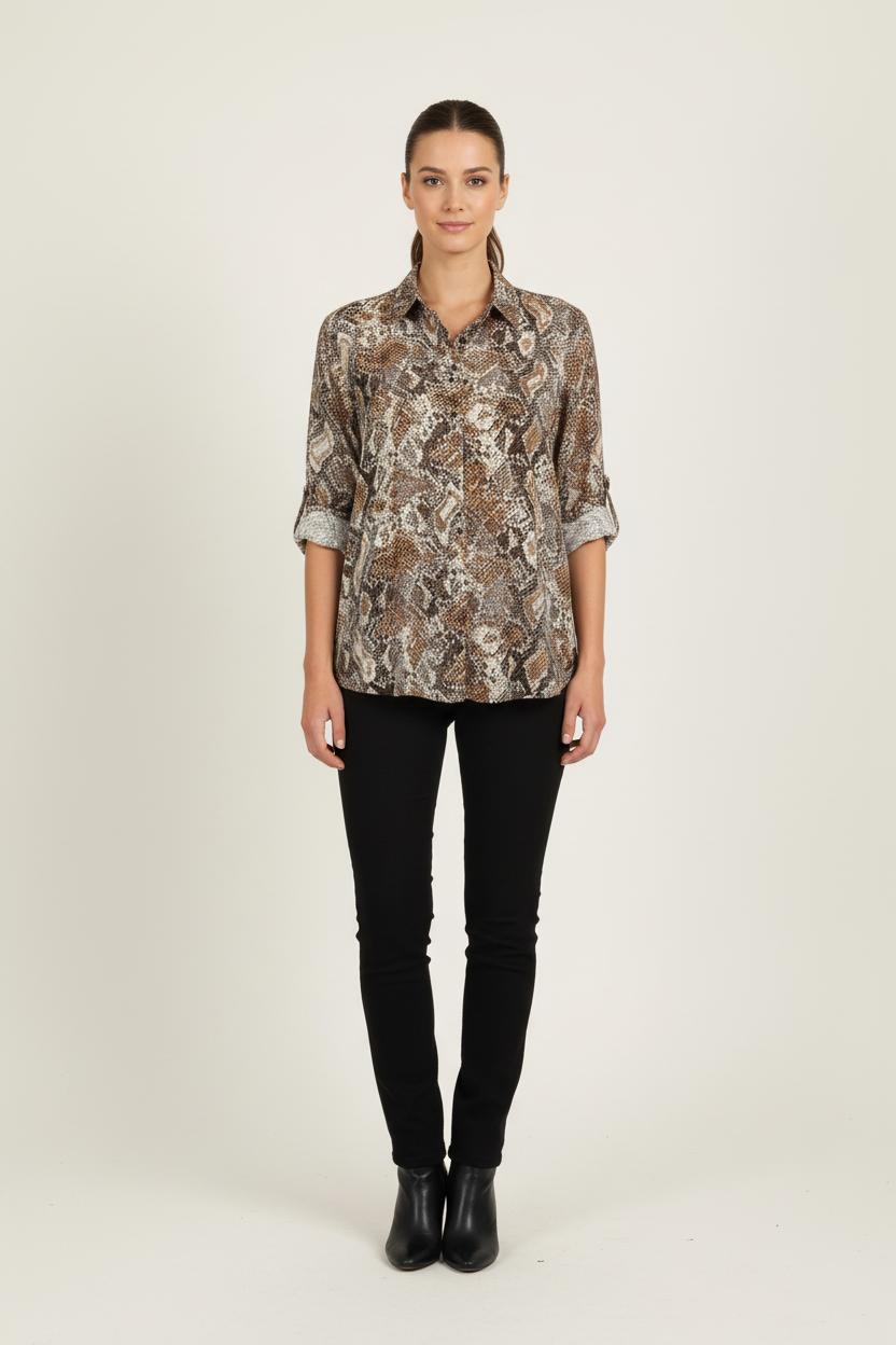 Chemise Marron et Beige - Taille M/38 de la marque Caroll | PARAD57251 - Vendu par Paradigme - Image 1