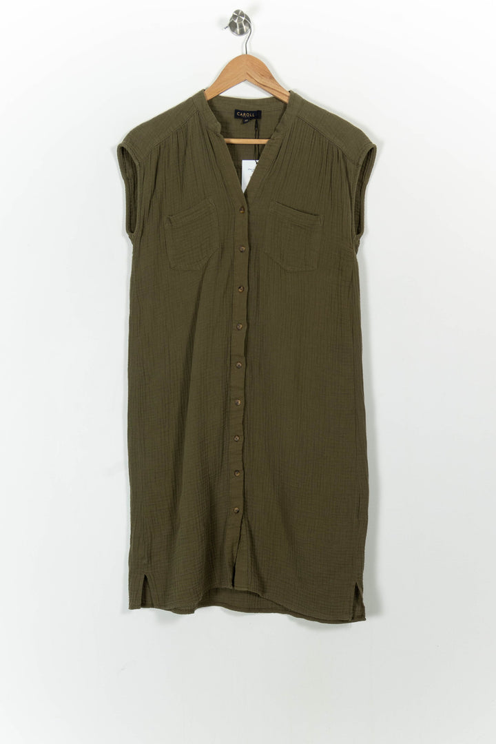 Robe Chemise Verte - Taille XS/34 de la marque Caroll | PARAD57318 - Vendu par Paradigme - Image 2