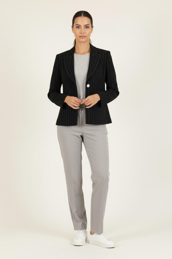 Veste Noire à Rayures - Taille XXL/44 de la marque Marina Rinaldi | PARAD57337 - Vendu par Paradigme - Image 1