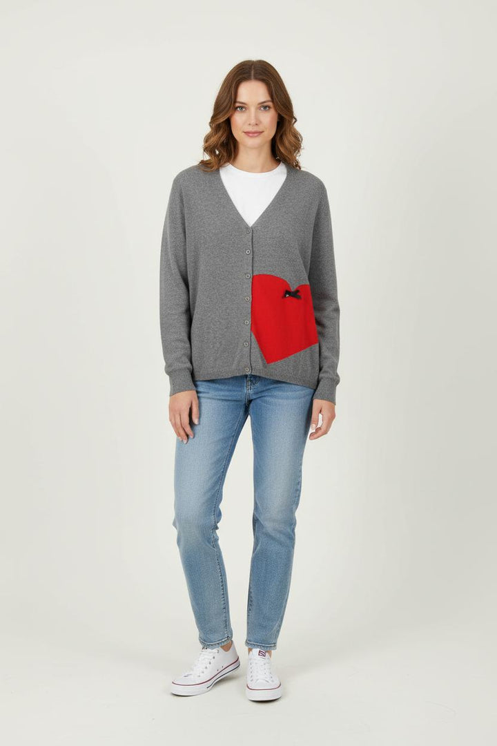 Cardigan Gris et Rouge - Taille M/38 de la marque Marina Rinaldi | PARAD57357 - Vendu par Paradigme - Image 1