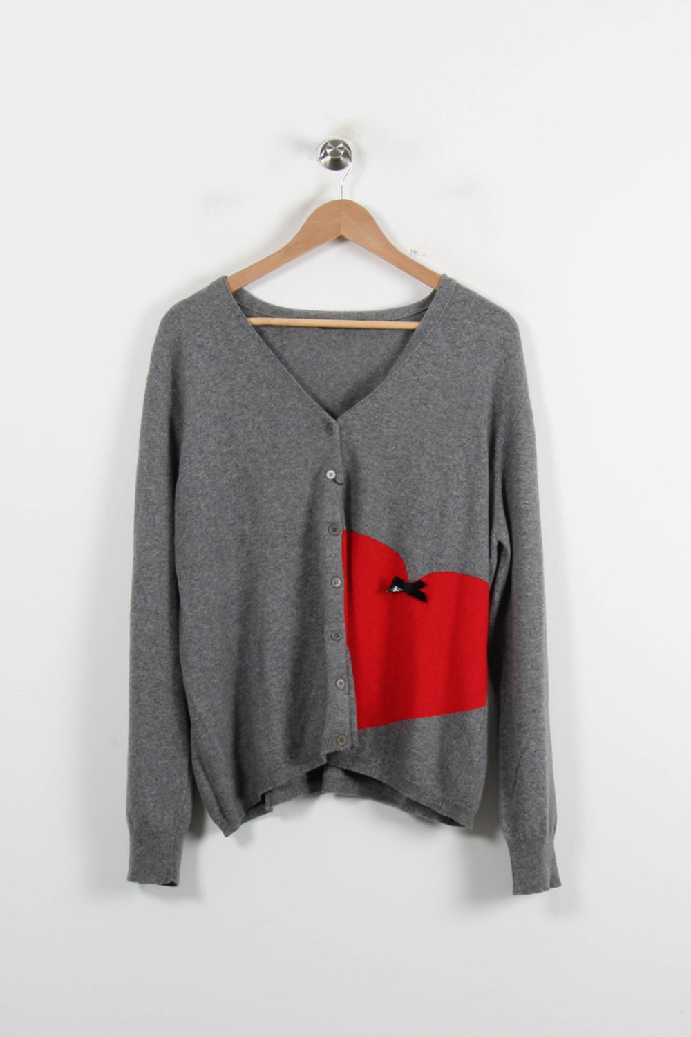Cardigan Gris et Rouge - Taille M/38 de la marque Marina Rinaldi | PARAD57357 - Vendu par Paradigme - Image 2