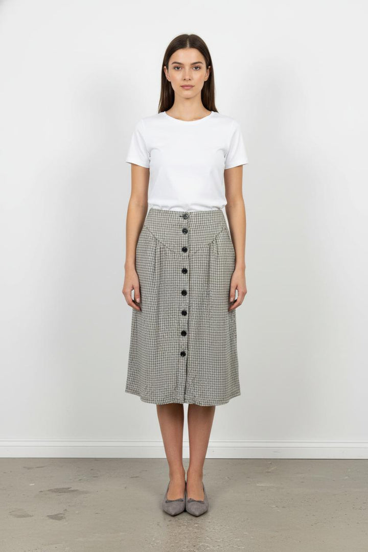 Jupe Boutonnée Grise à Carreaux - Taille S/36 de la marque Léon & Harper | PARAD57359 - Vendu par Paradigme - Image 1