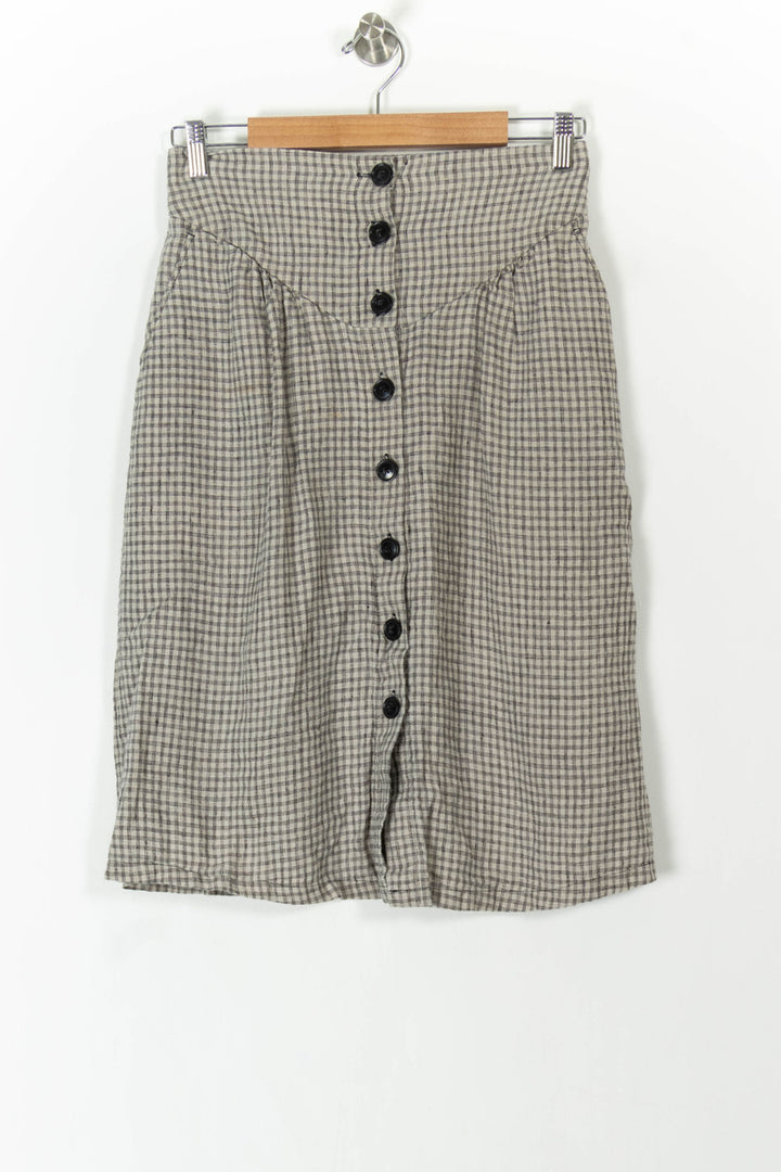 Jupe Boutonnée Grise à Carreaux - Taille S/36 de la marque Léon & Harper | PARAD57359 - Vendu par Paradigme - Image 2
