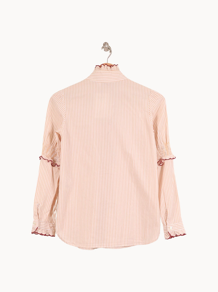 Chemise Rayée Beige et Bordeaux - Taille S/36 de la marque Chloé Stora | PARAD57415 - Vendu par Paradigme - Image 4