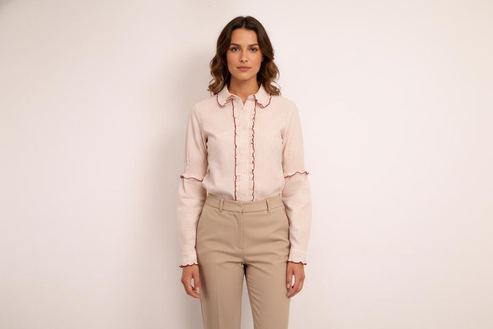 Chemise Rayée Beige et Bordeaux - Taille S/36