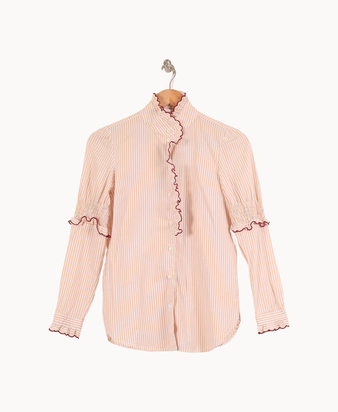 Chemise Rayée Beige et Bordeaux - Taille S/36 de la marque Chloé Stora | PARAD57415 - Vendu par Paradigme - Image 2