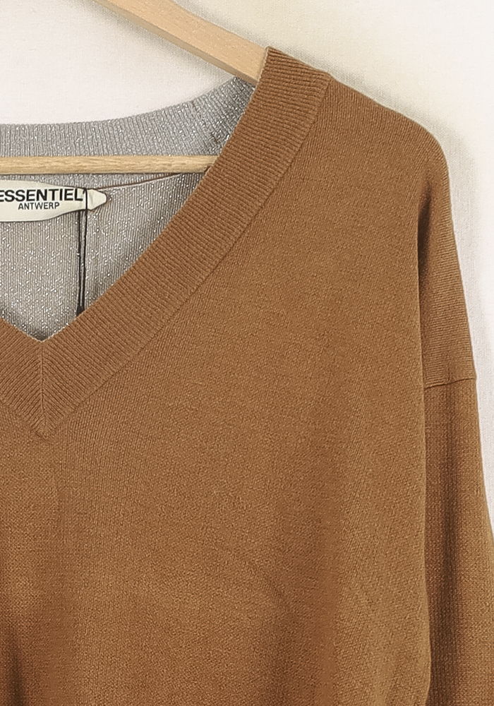 Pull Marron et Gris - Taille S/36 de la marque Essentiel Antwerp | PARAD57528 - Vendu par Paradigme - Image 3
