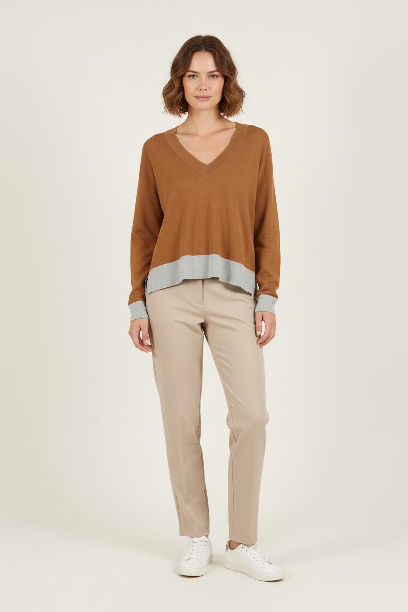 Pull Marron et Gris - Taille S/36 de la marque Essentiel Antwerp | PARAD57528 - Vendu par Paradigme - Image 1