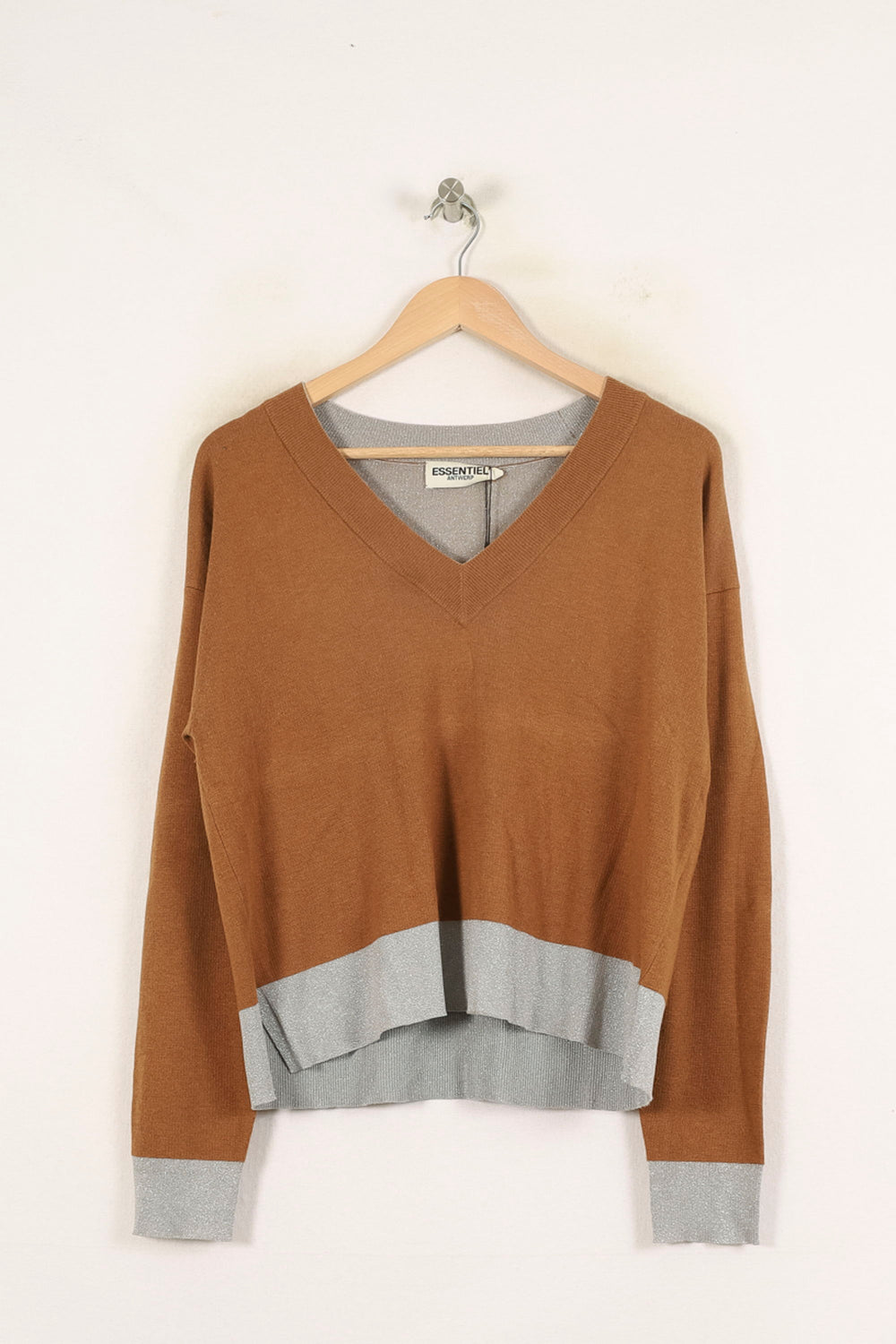 Pull Marron et Gris - Taille S/36 de la marque Essentiel Antwerp | PARAD57528 - Vendu par Paradigme - Image 2