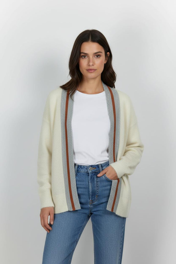 Cardigan Blanc argenté et marron - Taille S/36 de la marque Essentiel Antwerp | PARAD57529 - Vendu par Paradigme - Image 1