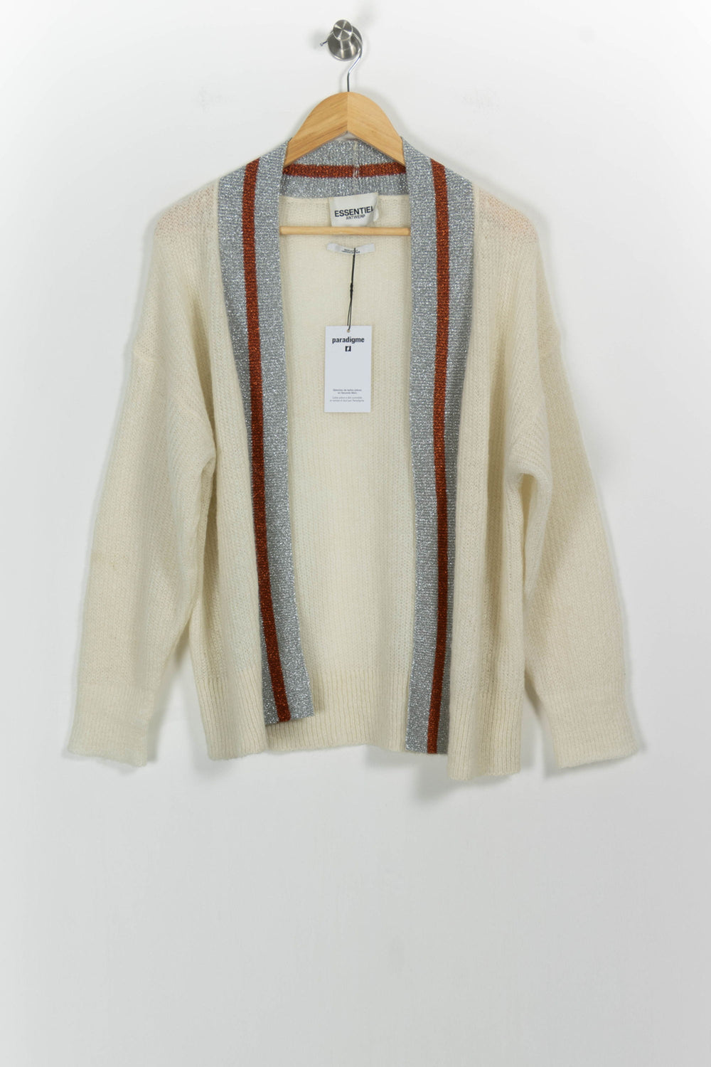 Cardigan Blanc argenté et marron - Taille S/36 de la marque Essentiel Antwerp | PARAD57529 - Vendu par Paradigme - Image 2