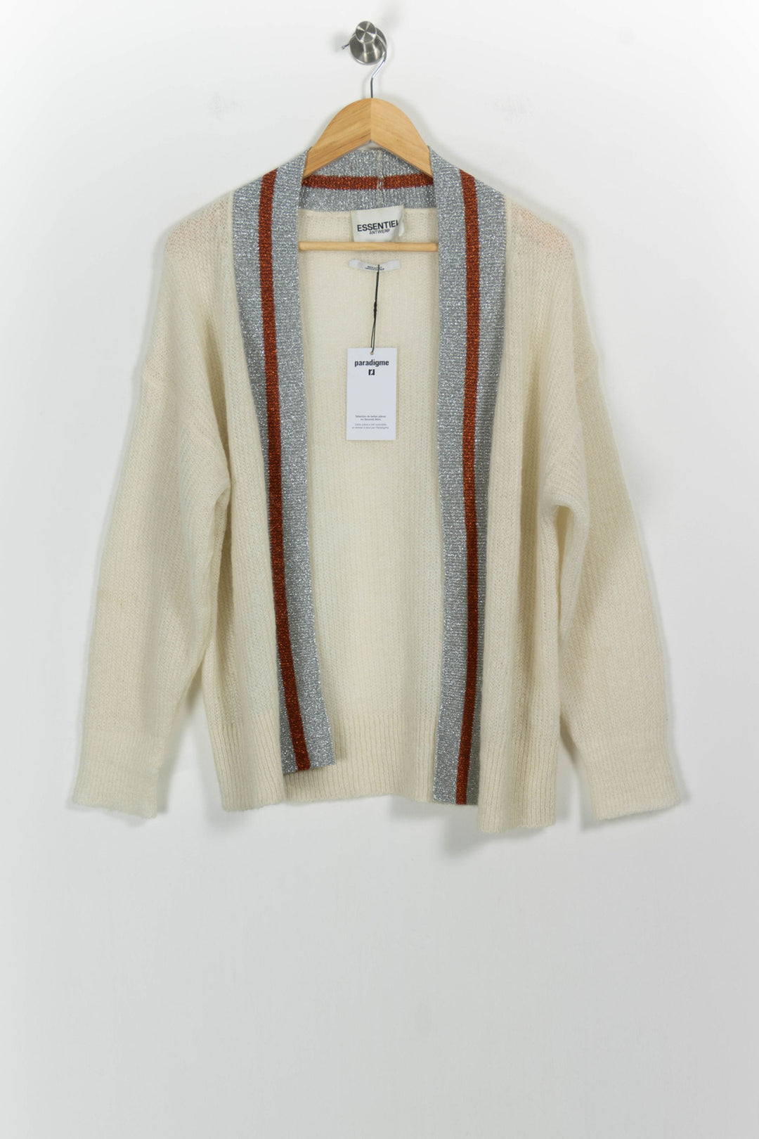 Cardigan Blanc argenté et marron - Taille S/36 de la marque Essentiel Antwerp | PARAD57529 - Vendu par Paradigme - Image 2