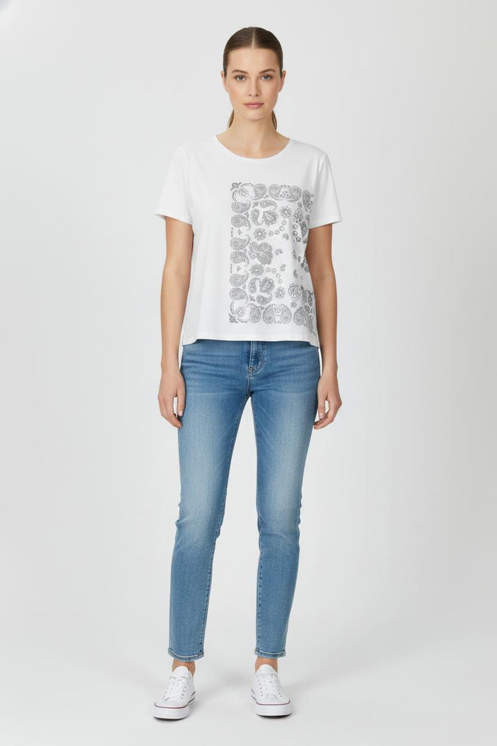 Tee-shirt Blanc et Gris - Taille XL/42 de la marque Marina Rinaldi | PARAD57571 - Vendu par Paradigme - Image 1