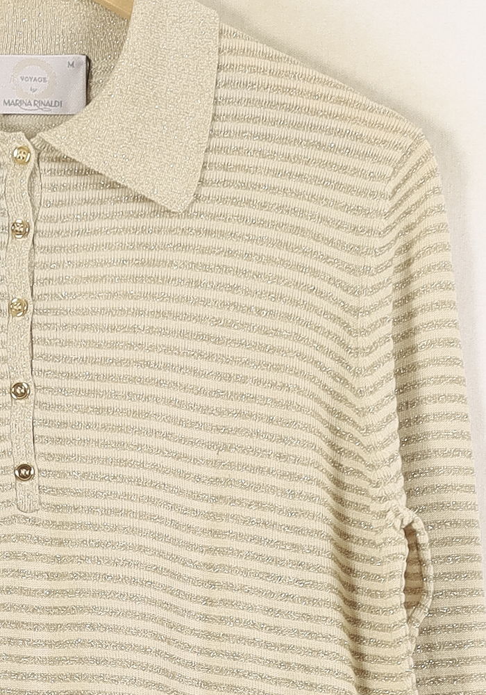 Polo à Rayures Beige - Taille M/38 de la marque Marina Rinaldi | PARAD57572 - Vendu par Paradigme - Image 3