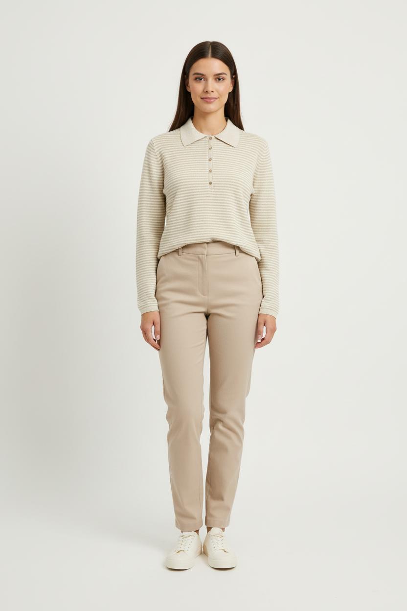 Polo à Rayures Beige - Taille M/38 de la marque Marina Rinaldi | PARAD57572 - Vendu par Paradigme - Image 1
