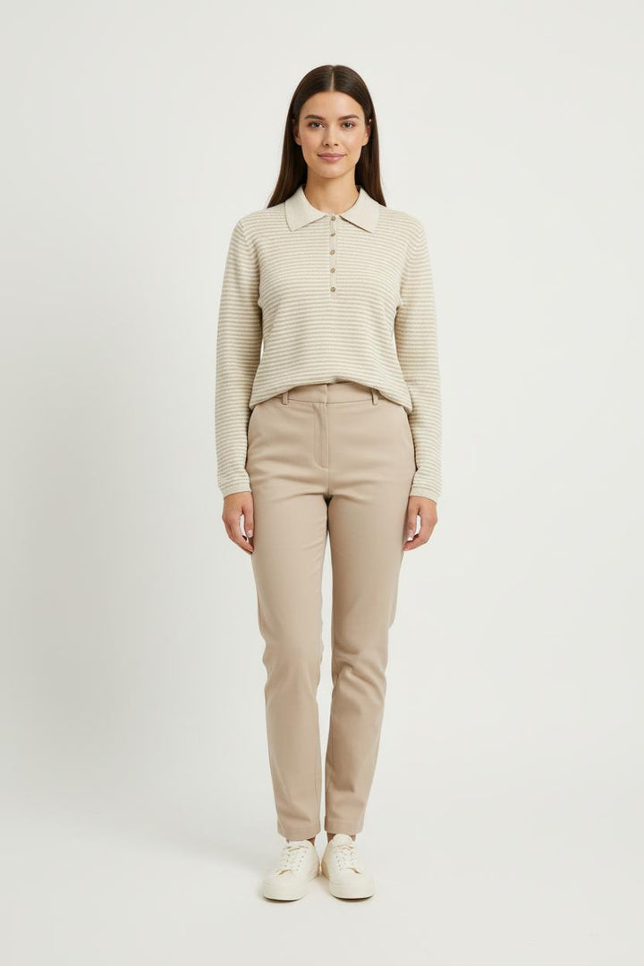 Polo à Rayures Beige - Taille M/38 de la marque Marina Rinaldi | PARAD57572 - Vendu par Paradigme - Image 1