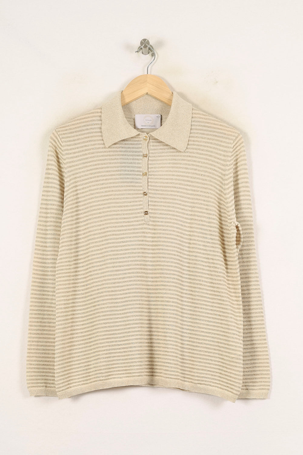 Polo à Rayures Beige - Taille M/38 de la marque Marina Rinaldi | PARAD57572 - Vendu par Paradigme - Image 2