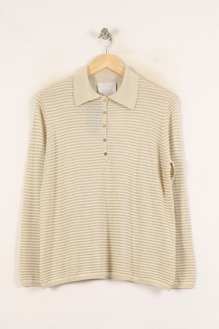 Polo à Rayures Beige - Taille M/38 de la marque Marina Rinaldi | PARAD57572 - Vendu par Paradigme - Image 2