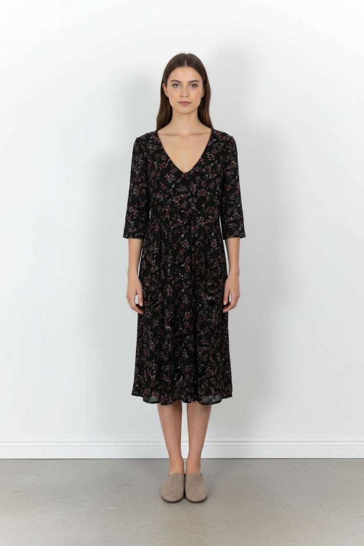 Robe Midi Noire et Fleurie - Taille XS/34 de la marque ba&sh | PARAD57582 - Vendu par Paradigme - Image 1