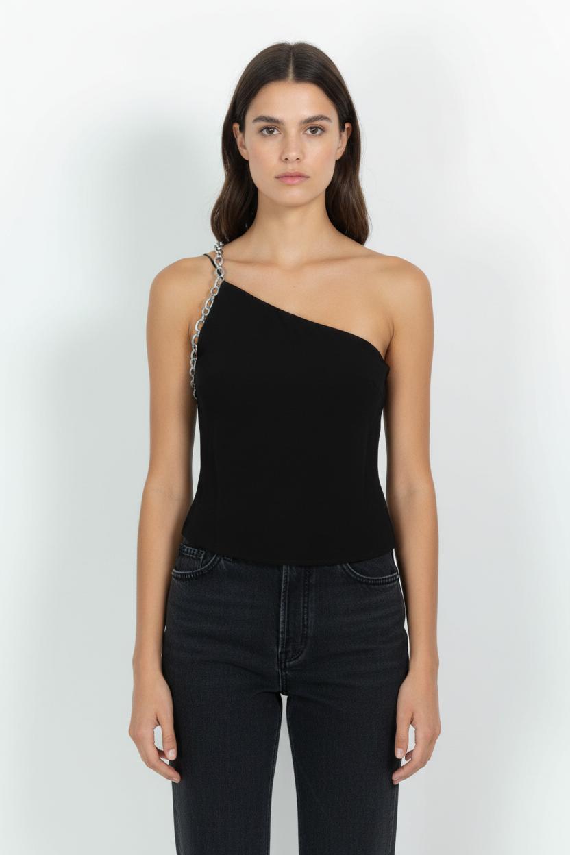 Top Asymétrique Noir - Taille XS/34 de la marque ba&sh | PARAD57587 - Vendu par Paradigme - Image 1